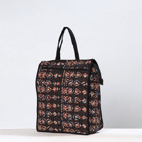Black Handmade Bagru Block Printed Cotton Shopping Bag 03