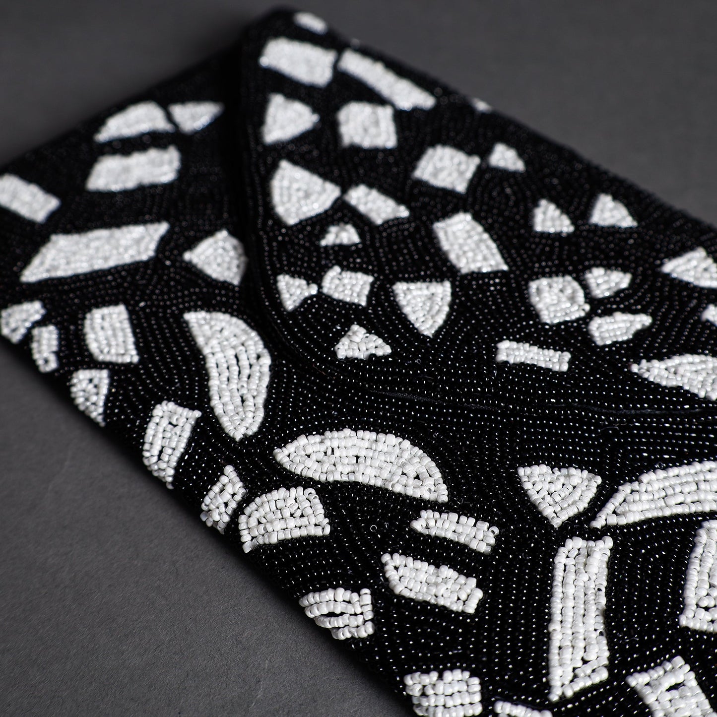 Black Handmade Bead Work Clutch