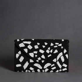 Black Handmade Bead Work Clutch