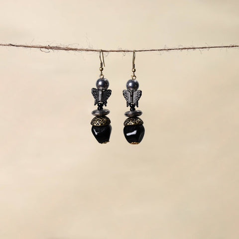 Black - handmade beaded earrings 121 - handcrafted