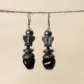 Black - handmade beaded earrings 121 - handcrafted