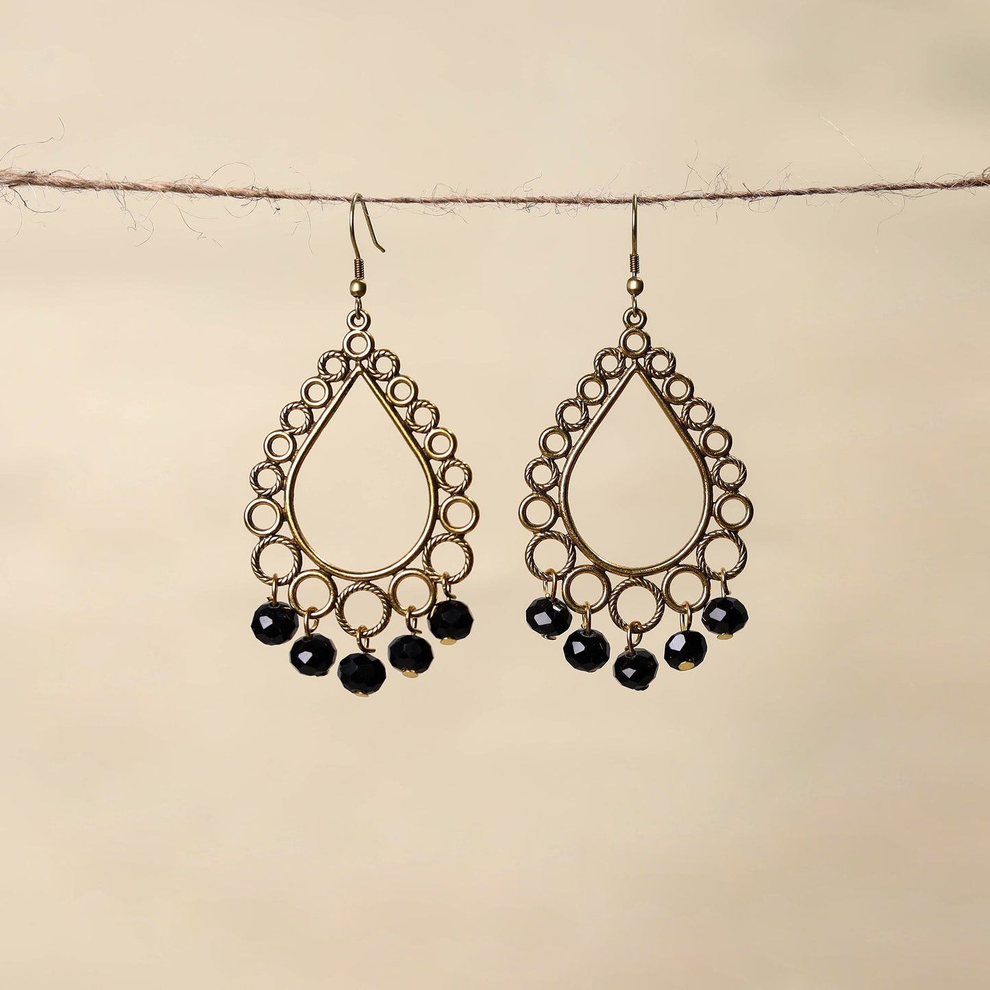 Black - handmade beaded earrings 15 - handcrafted