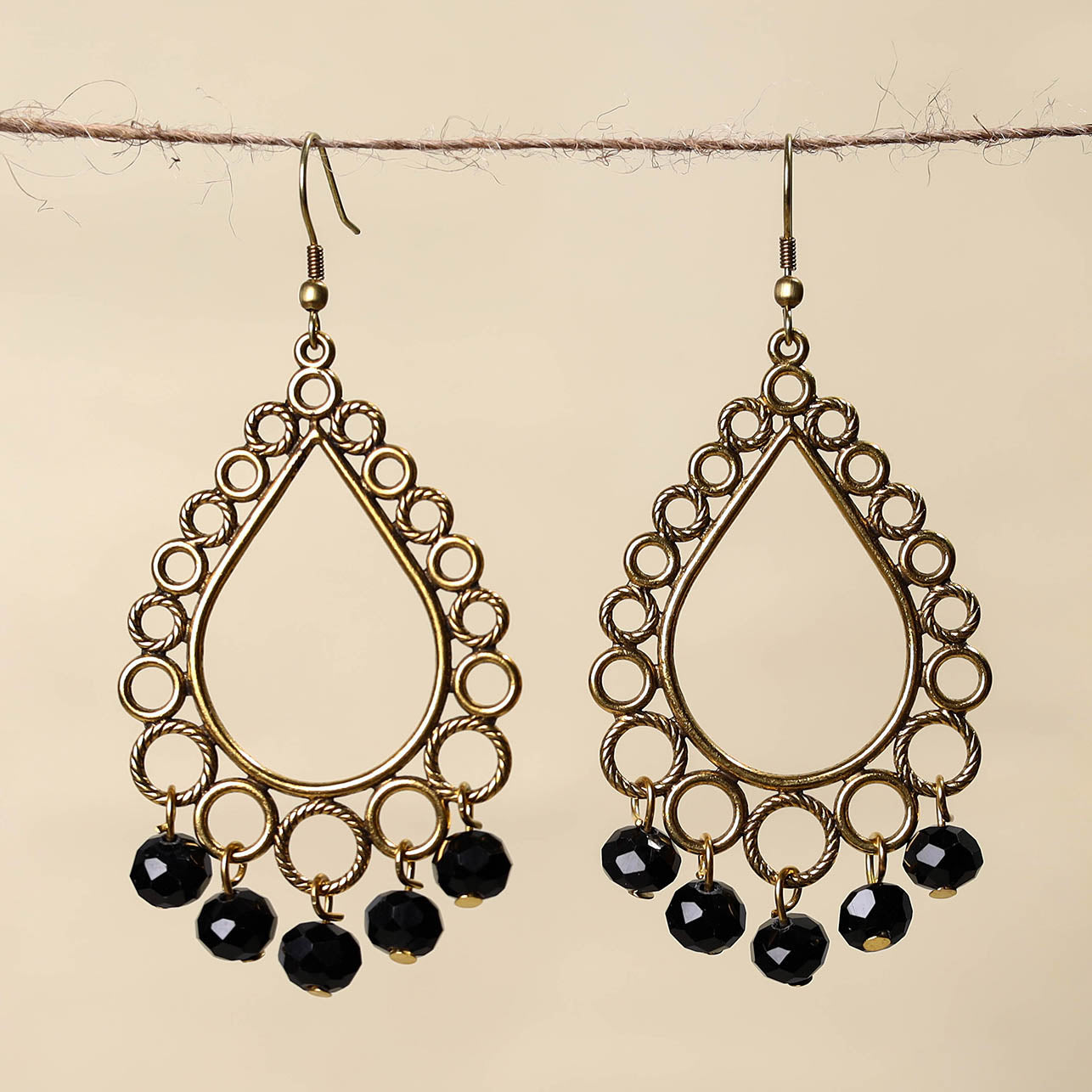 Black - handmade beaded earrings 15 - handcrafted