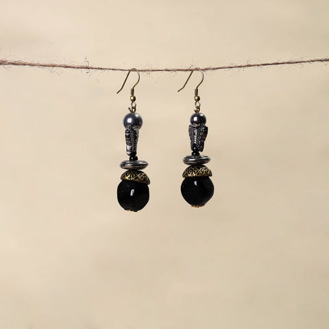Black - handmade beaded earrings 74 - handcrafted