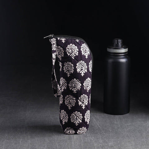 Black Handmade Cotton 1L Water Bottle Cover