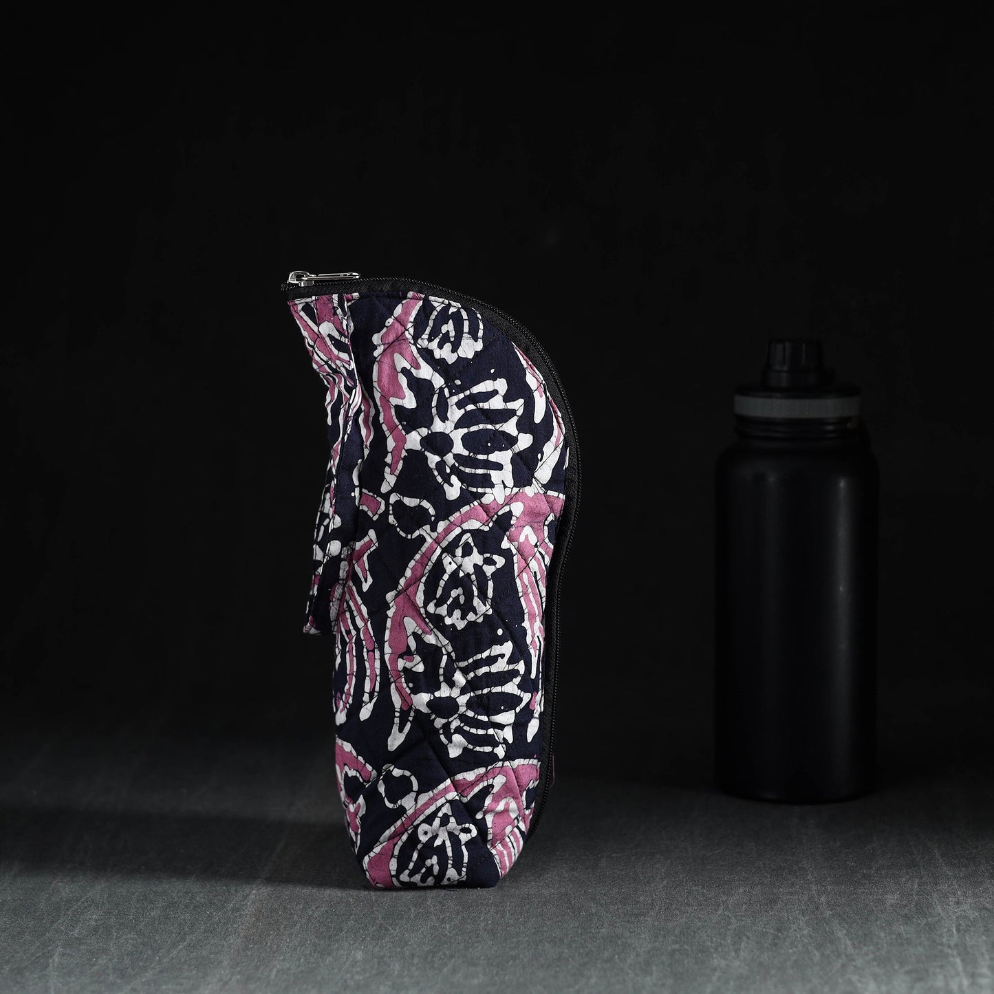Black Handmade Cotton 1L Water Bottle Cover