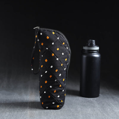 Black Handmade Cotton 1L Water Bottle Cover
