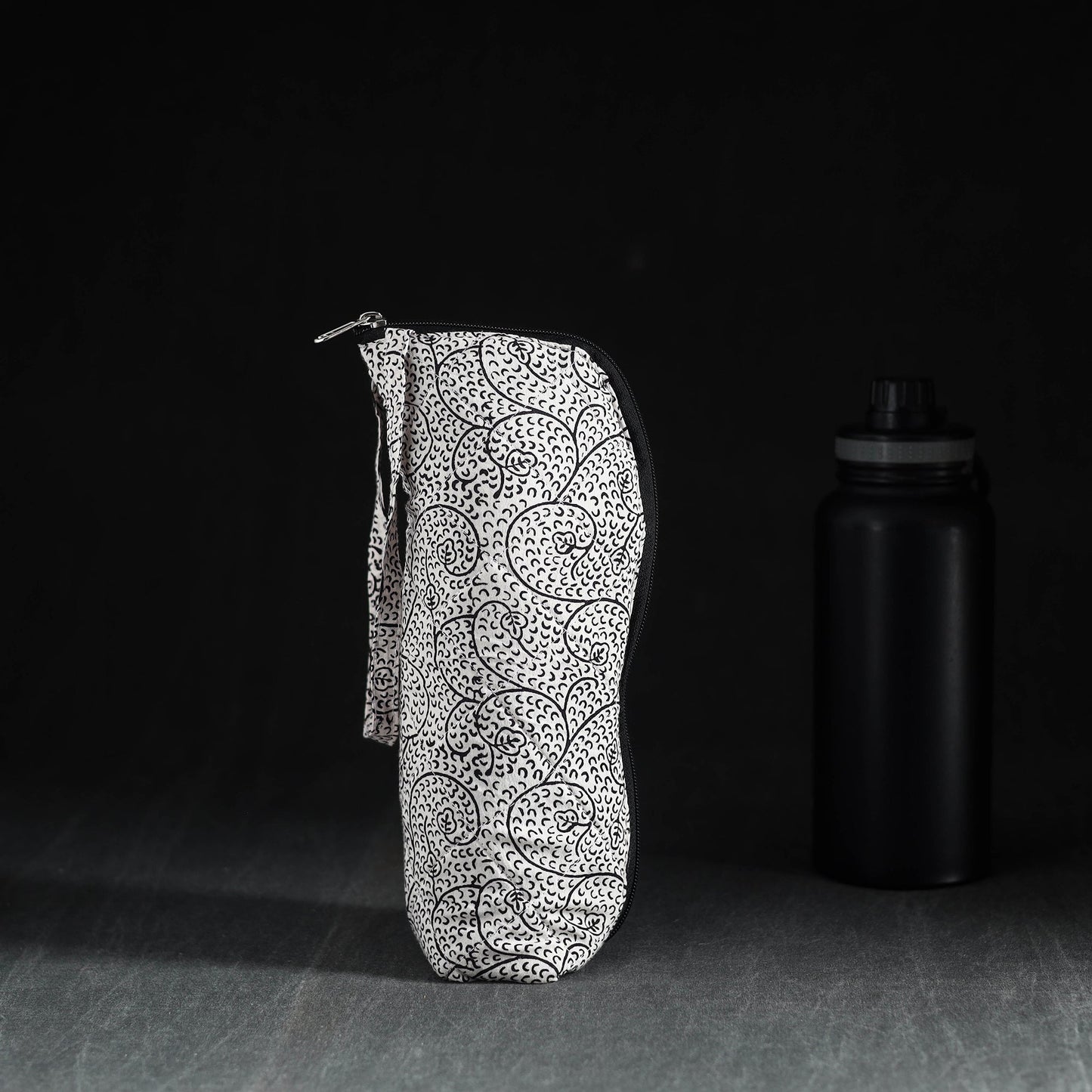Black Handmade Cotton 1L Water Bottle Cover