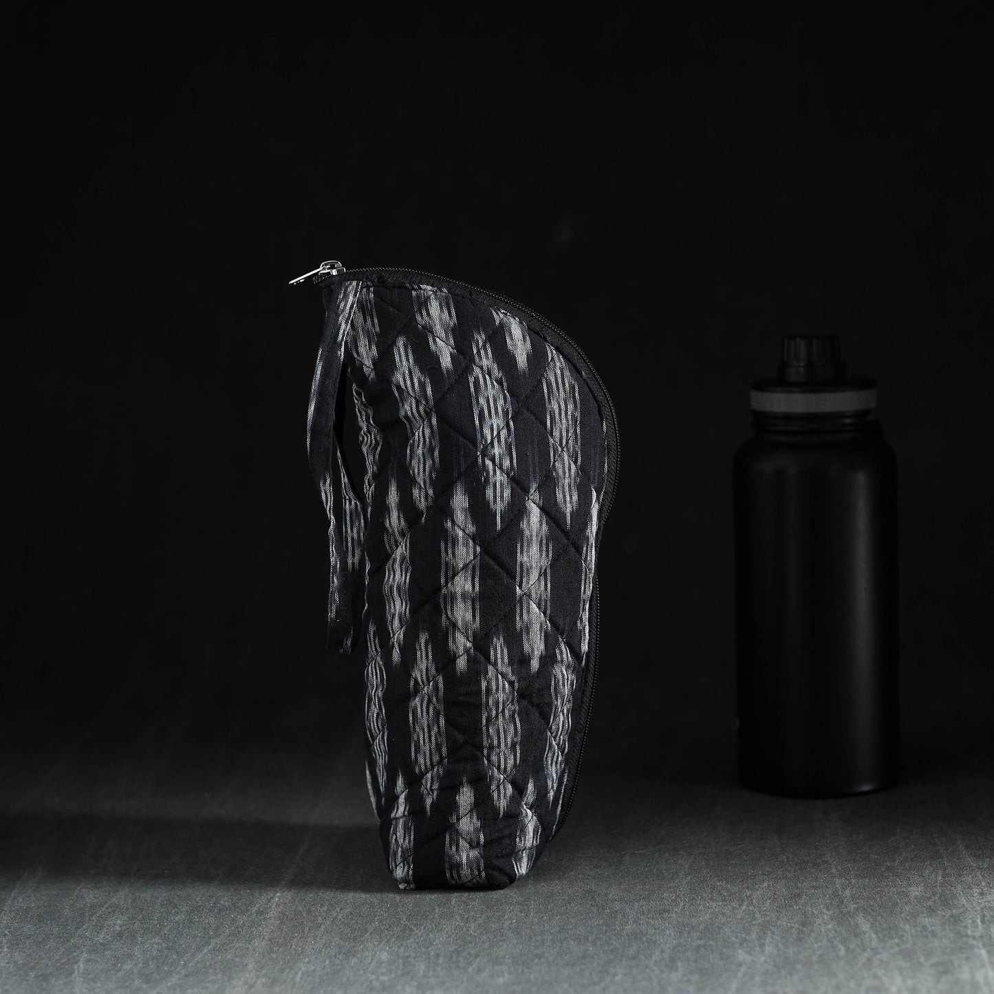Black Handmade Cotton 1L Water Bottle Cover