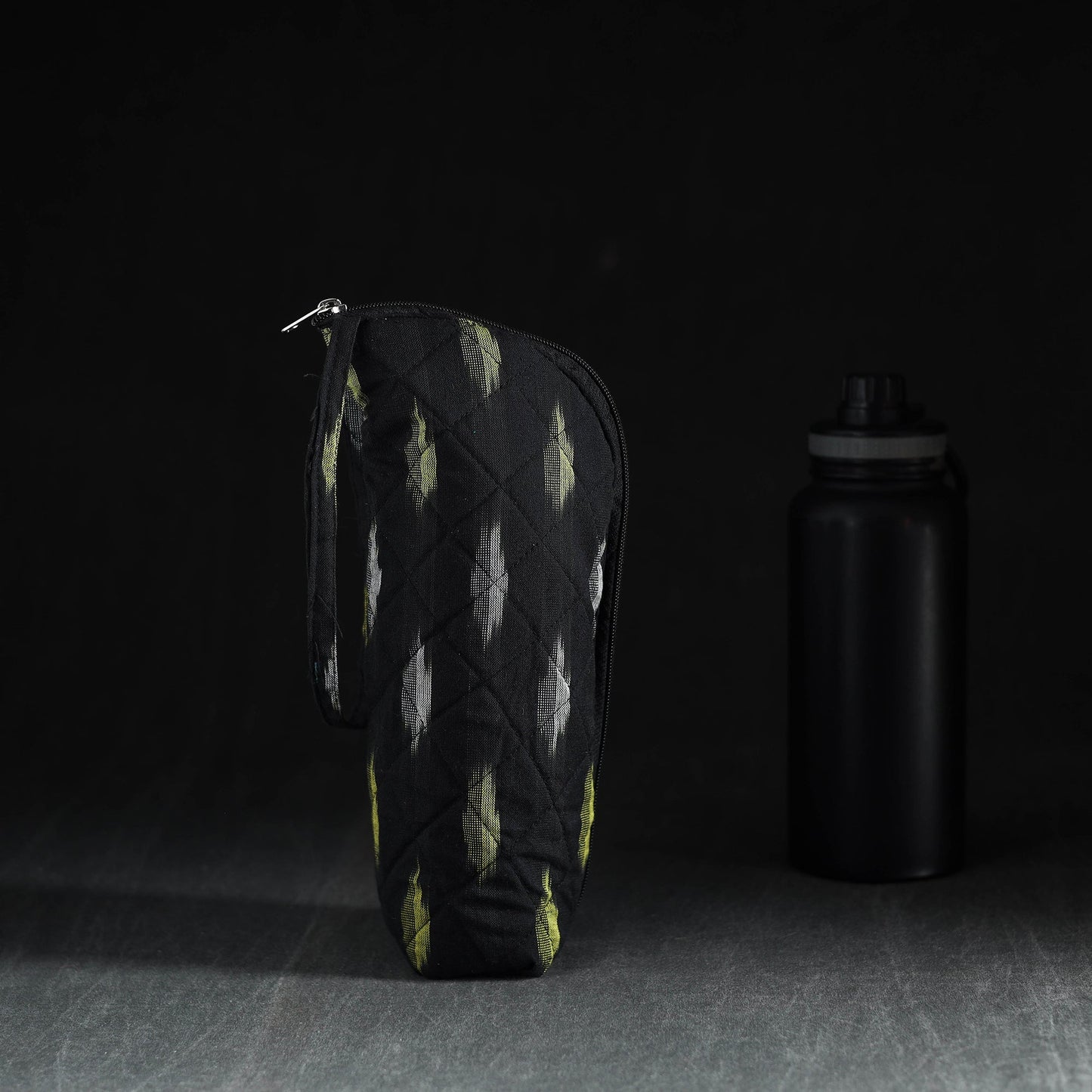 Black Handmade Cotton 1L Water Bottle Cover