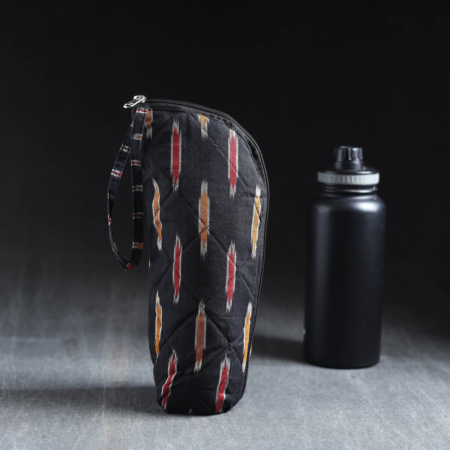 Black Handmade Cotton 1L Water Bottle Cover