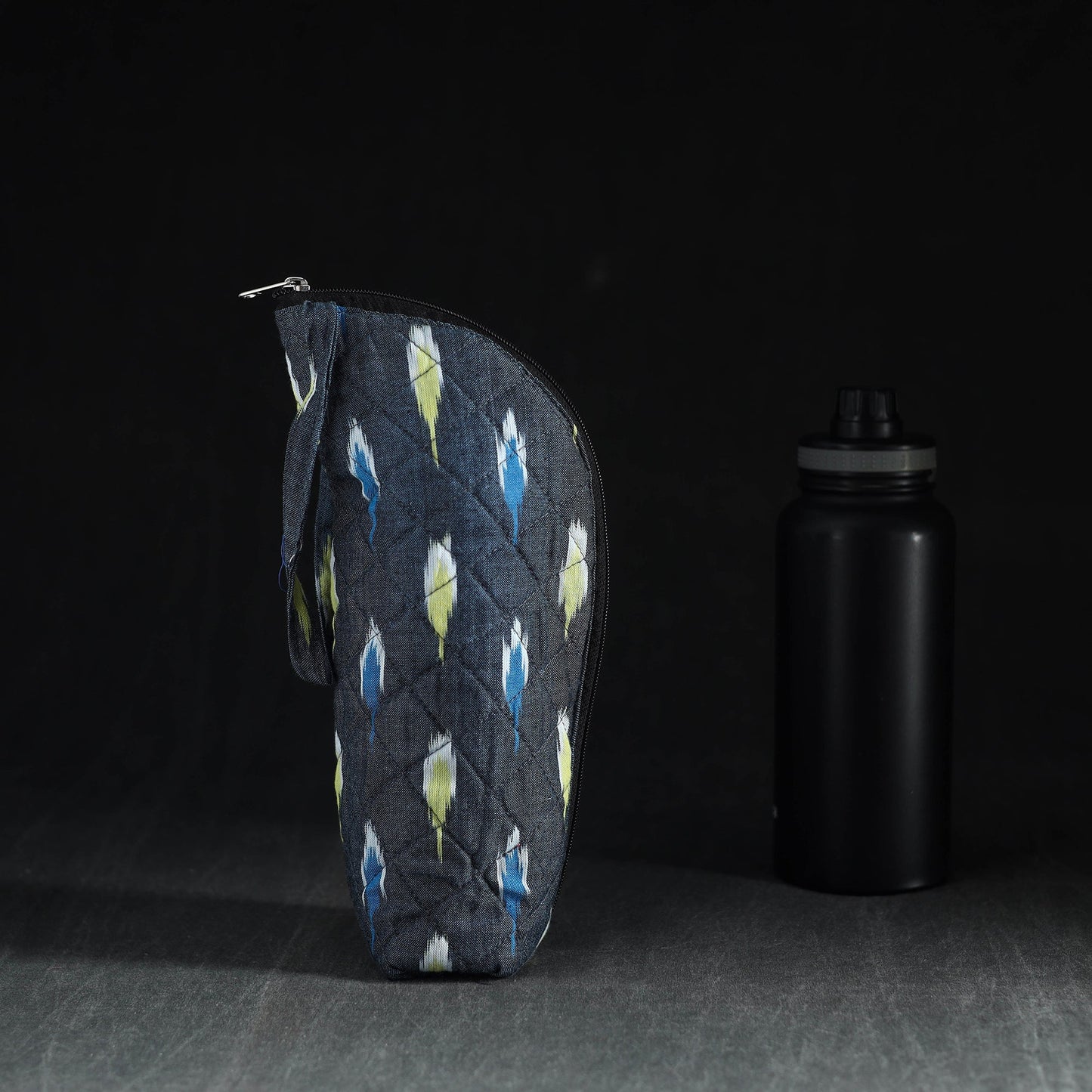 Black Handmade Cotton 1L Water Bottle Cover