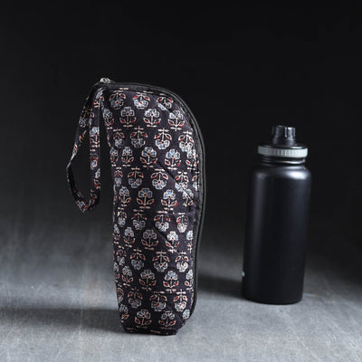 Black Handmade Cotton 1L Water Bottle Cover