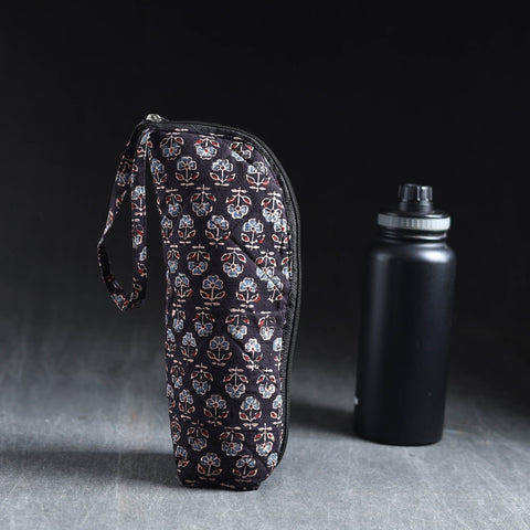 Black Handmade Cotton 1L Water Bottle Cover