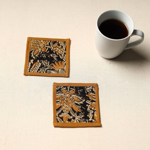 Black Handmade Cotton Coasters (Set of 2)
