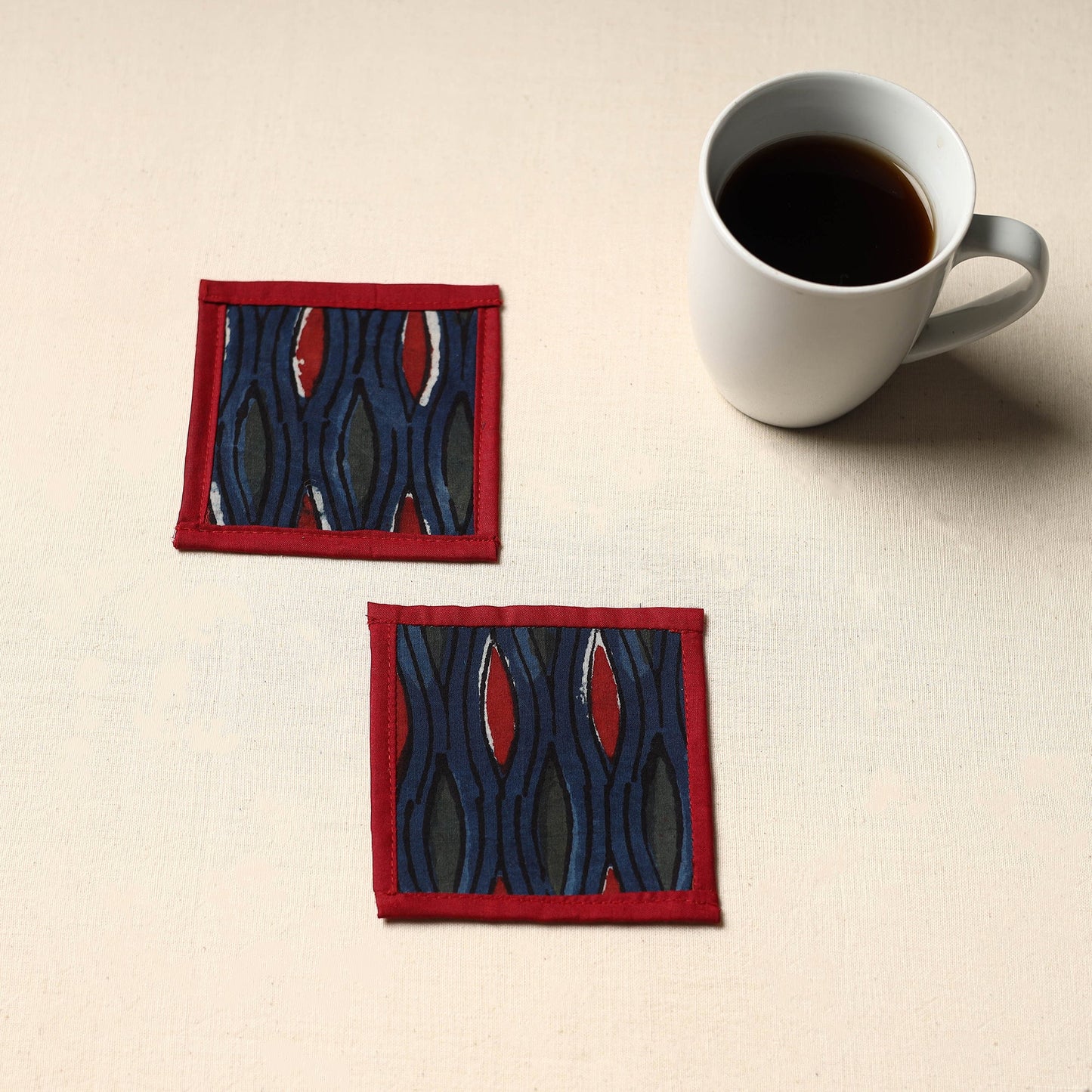 Black Handmade Cotton Coasters (Set of 2)
