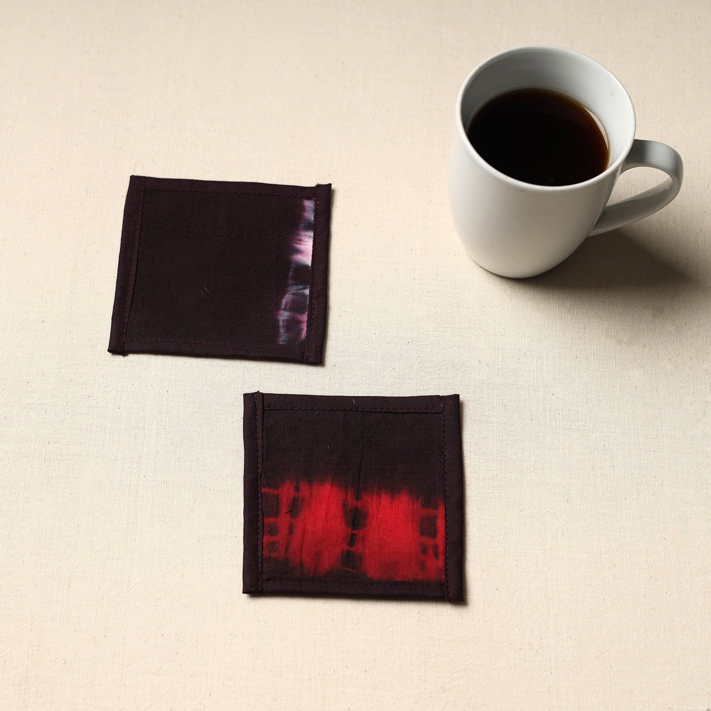 Black Handmade Cotton Coasters (Set of 2)