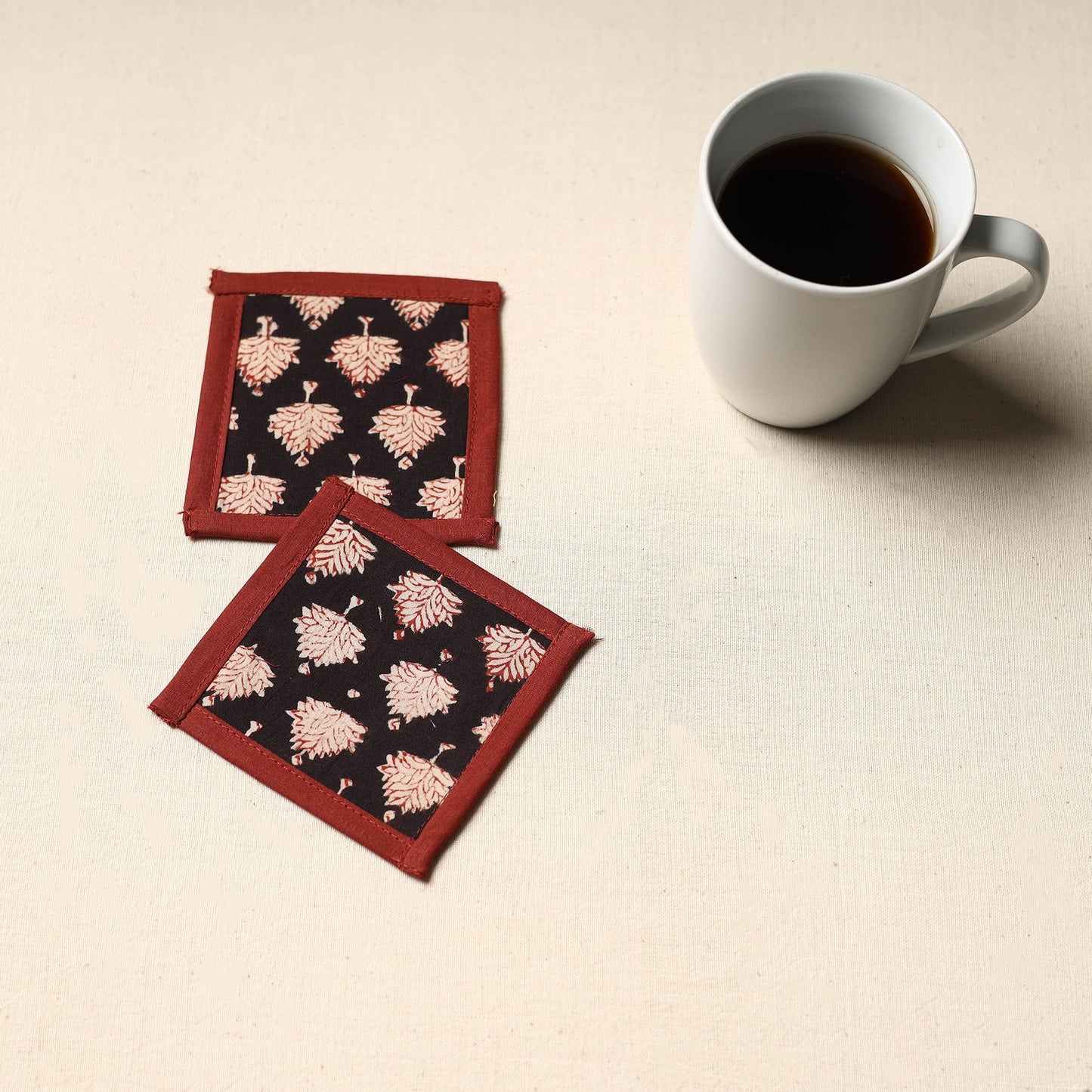 Black Handmade Cotton Coasters (Set of 2)