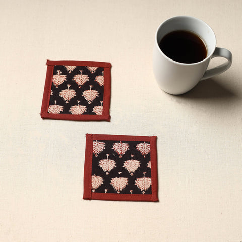 Black Handmade Cotton Coasters (Set of 2)