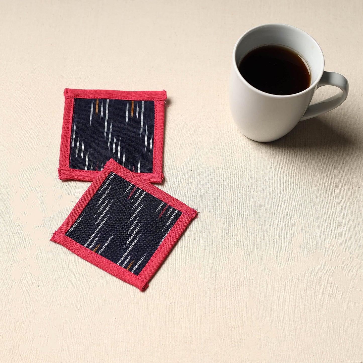 Black Handmade Cotton Coasters (Set of 2)