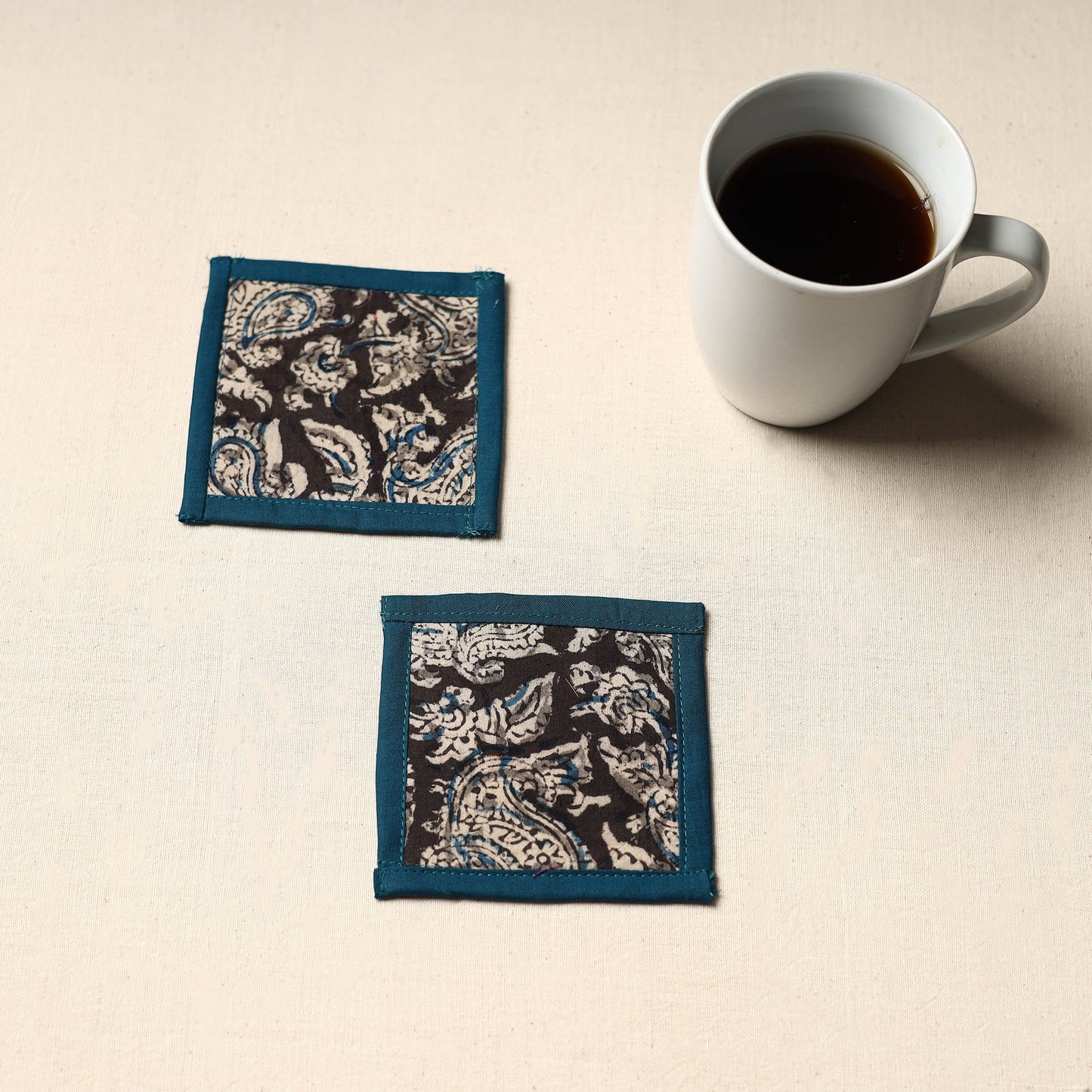 Black Handmade Cotton Coasters (Set of 2)