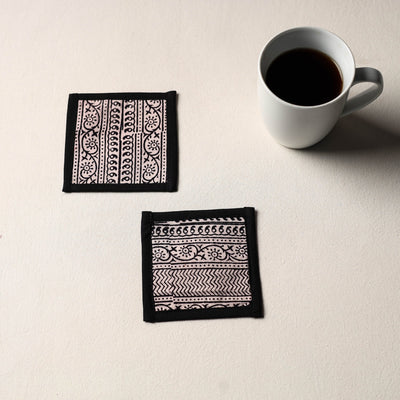 Black Handmade Cotton Coasters (Set of 2)