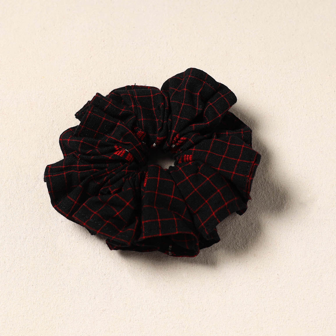 Black Handmade Cotton Elastic Rubber Band/Scrunchie