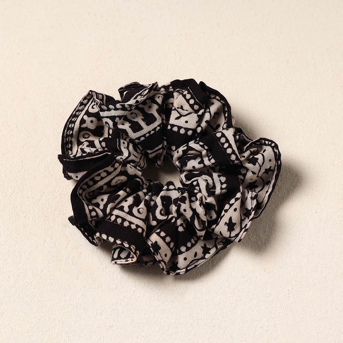 Black Handmade Cotton Elastic Rubber Band/Scrunchie