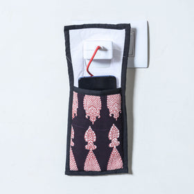 Black Handmade Cotton Fabric Mobile Charging Holder 