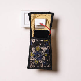 Black Handmade Cotton Fabric Mobile Charging Holder 