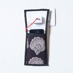 Black Handmade Cotton Fabric Mobile Charging Holder 