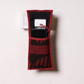 Black Handmade Cotton Fabric Mobile Charging Holder 