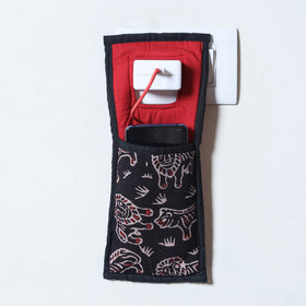 Black Handmade Cotton Fabric Mobile Charging Holder 