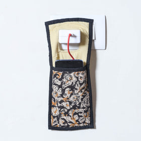 Black Handmade Cotton Fabric Mobile Charging Holder 