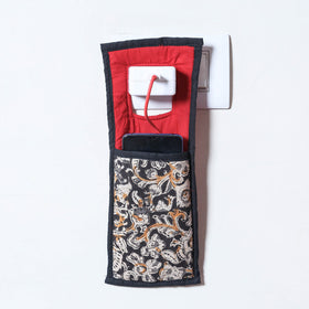 Black Handmade Cotton Fabric Mobile Charging Holder 
