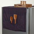 Black Handmade Cotton Fridge Top Cover with Multiple Pockets