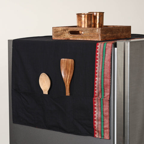 Black - handmade cotton fridge top cover with multiple