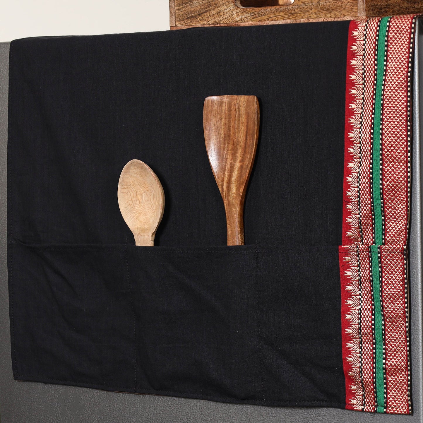 Black - handmade cotton fridge top cover with multiple