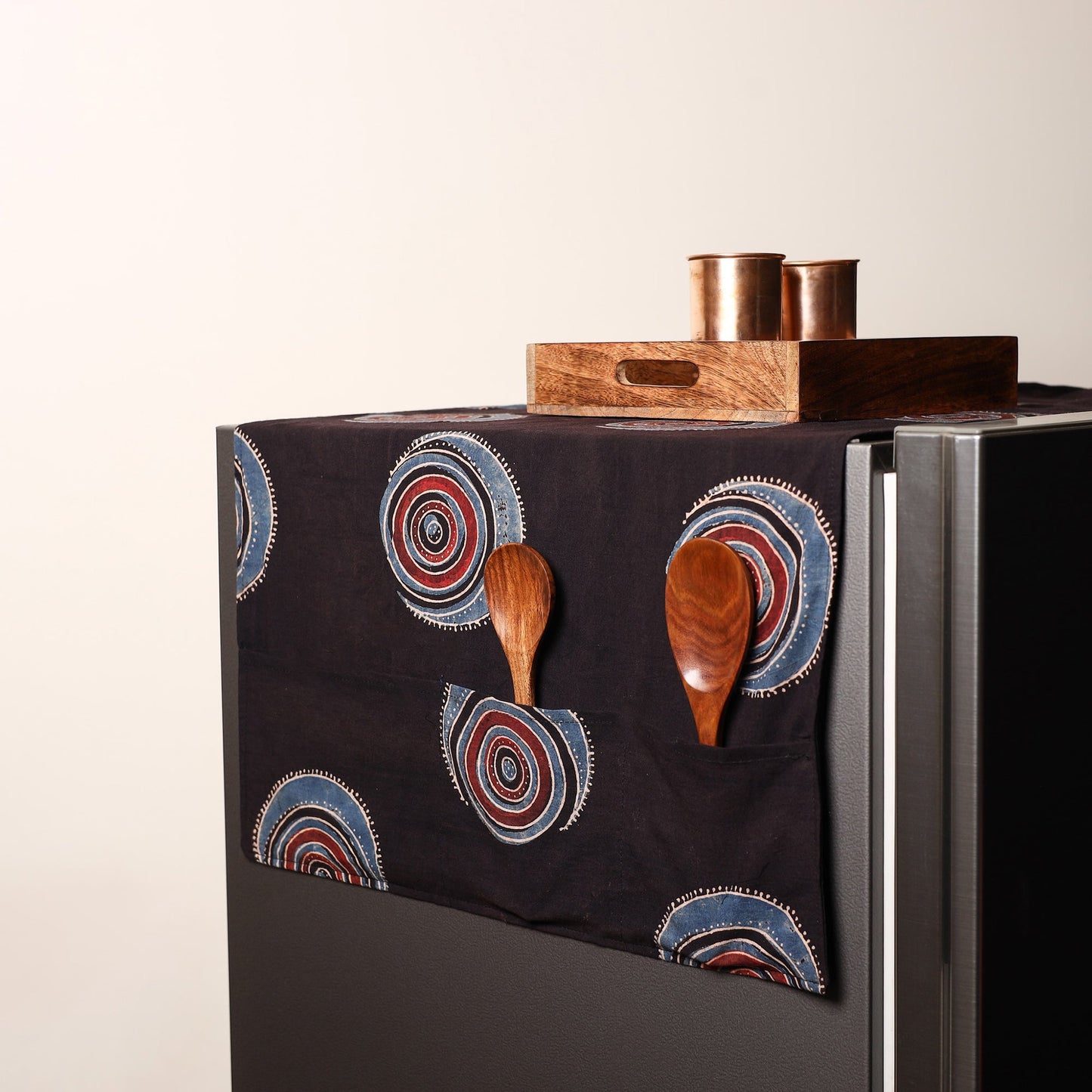 Black - handmade cotton fridge top cover with multiple