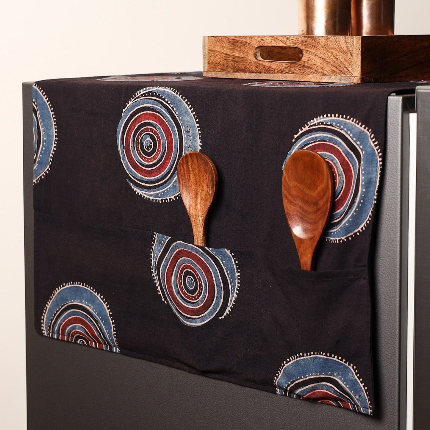 Black - handmade cotton fridge top cover with multiple