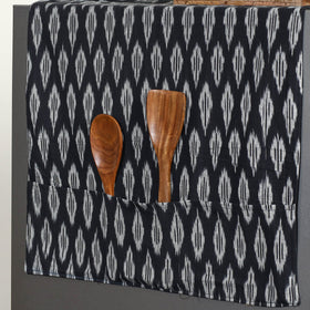 Black Handmade Cotton Fridge Top Cover with Multiple Pockets