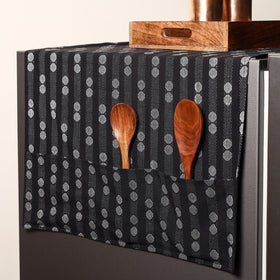 Black Handmade Cotton Fridge Top Cover with Multiple Pockets