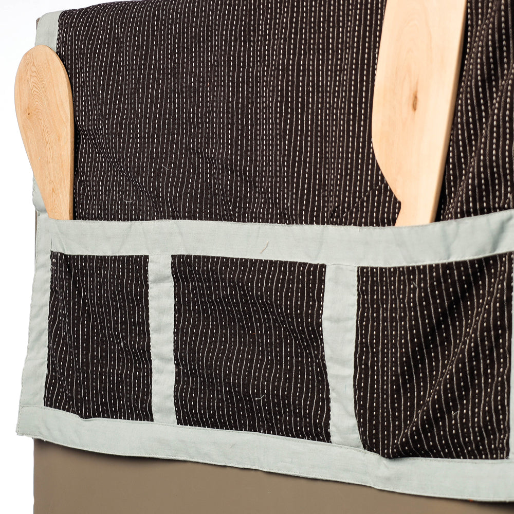 Black Hand Block Printing Cotton Fridge Top Cover