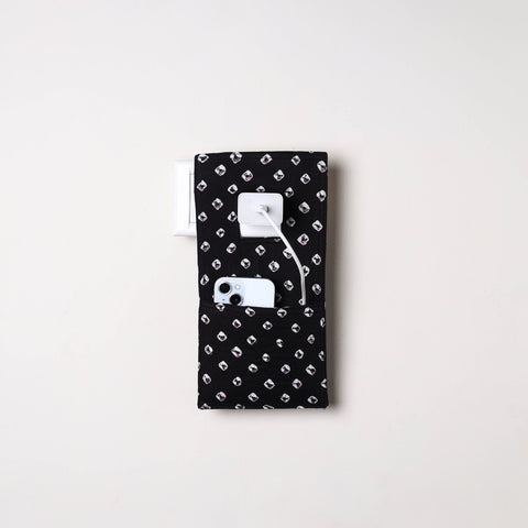 Black Handmade Cotton Mobile Charging Holder