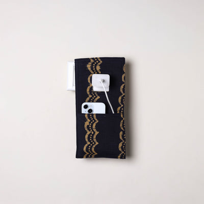 Black Handmade Cotton Mobile Charging Holder