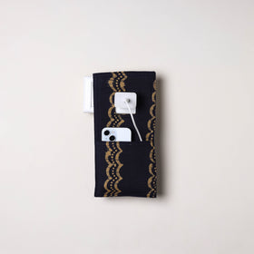 Black Handmade Cotton Mobile Charging Holder