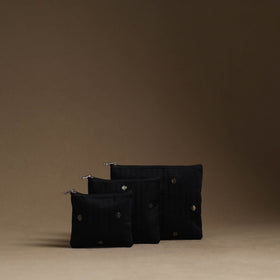 Black - handmade cotton multipurpose utility pouches (set