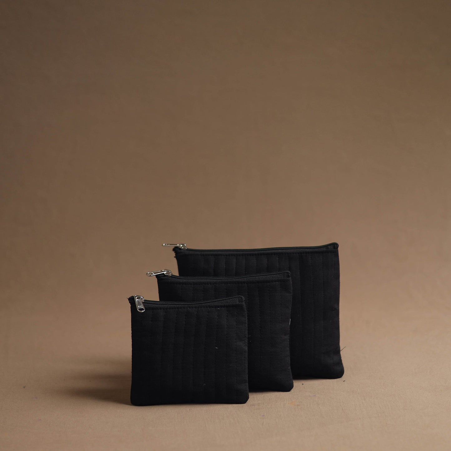 Black - handmade cotton multipurpose utility pouches (set