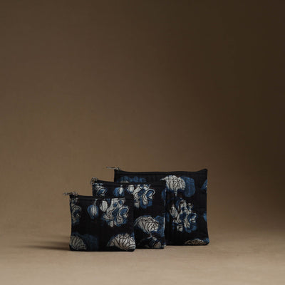 Black - handmade cotton multipurpose utility pouches (set