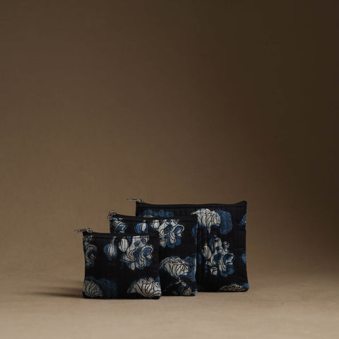 Black - handmade cotton multipurpose utility pouches (set